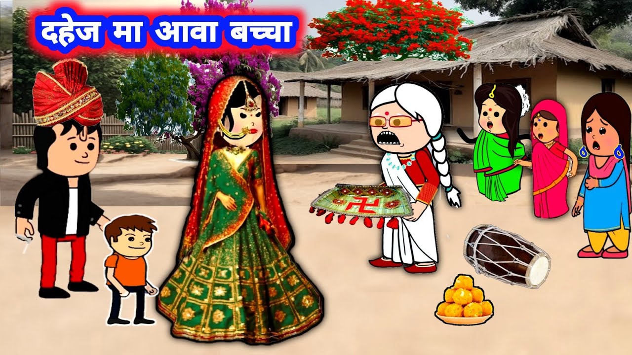 दुल्हन लाई दहेज मा बच्चा 😲 मस्त स्टोरी #जीजी_कार्टून @Divyarbl 