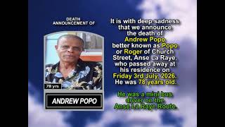 Andrew Popo ~ Short Obituary
