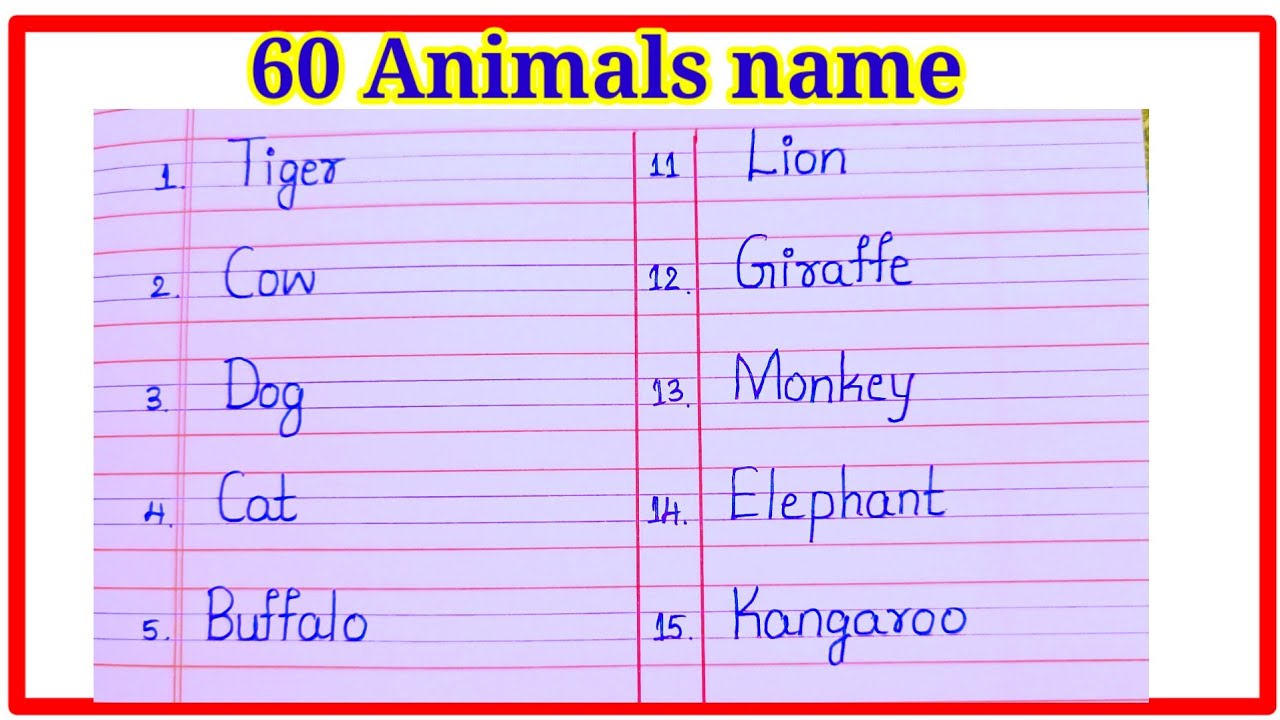 # 60 animals name# animals name