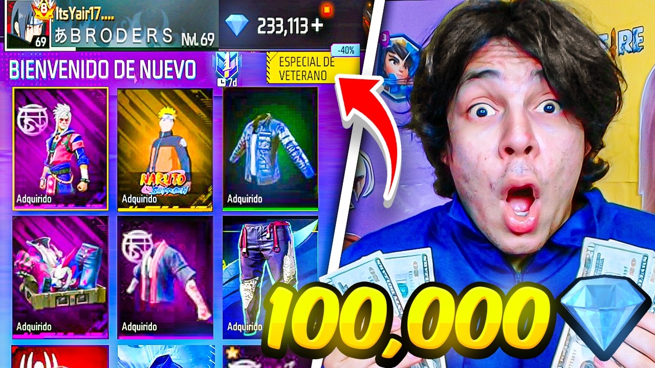 RECARGUÉ 100,000 DIAMANTES Y COMPRÉ TODA LA NUEVA TIENDA EN FREE FIRE *$20,000 pesos* - Yair17