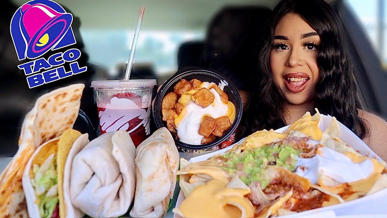 TACO BELL NEW CRAVINGS VALUE MENU MUKBANG!! cheesy double beef burrito, loaded nachos, enchilada