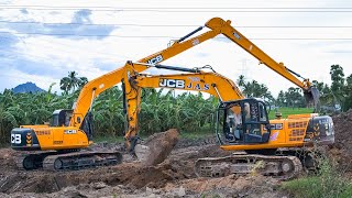 New JCB JS290 60ft and JCB 205 Excavator dig big size Well Finally Finish together | Jcb video