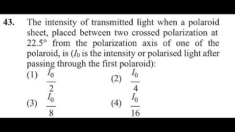 The intensity of transmitted light when a polaroid sheet, placed between two crossed at