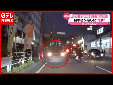 信号待ちの車列に「逆走車」  目撃者語る“恐怖”