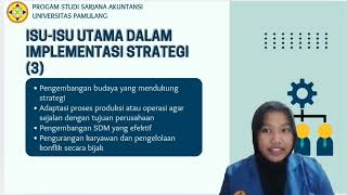 ISU ISU MANAJEMEN DALAM IMPLEMENTASI STRATEGI  (PERT 20) KELOMPOK 9