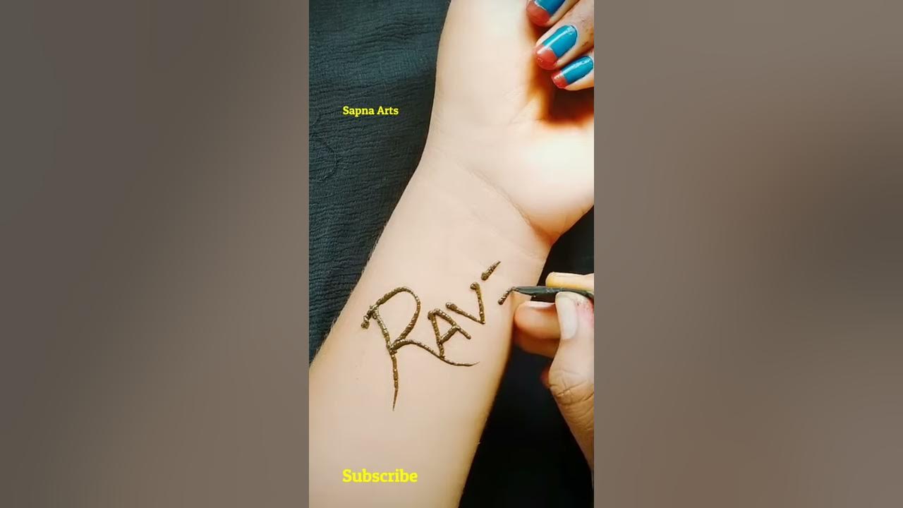 Ravi Name Art Mehndi Design| Ravi Mehndi Design|Very Easy Trick ...