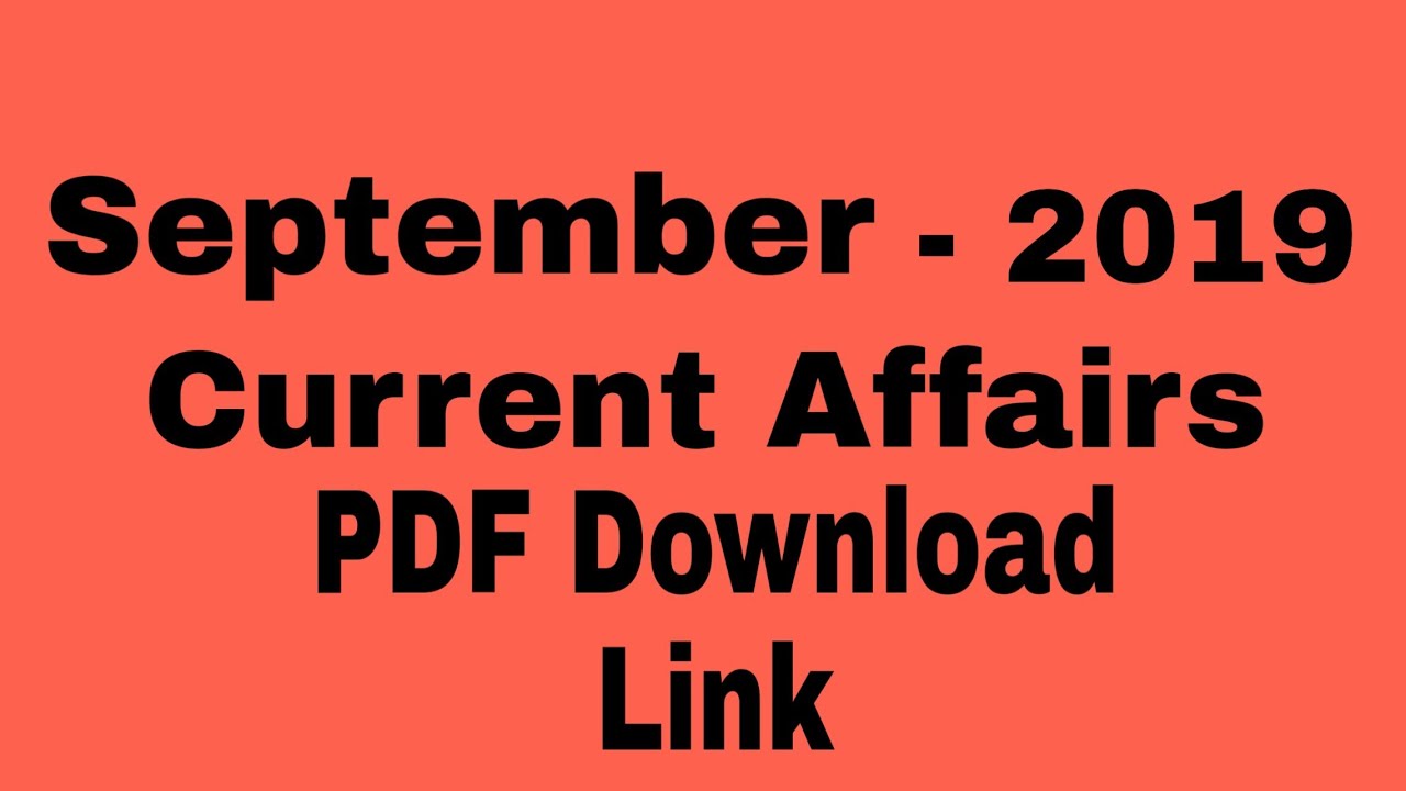 September 2019 Current Affairs PDF Download
