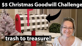 $5 Christmas Goodwill Challenge~Trash to Treasure Christmas Decor~Buffalo Plaid Mailbox DIY