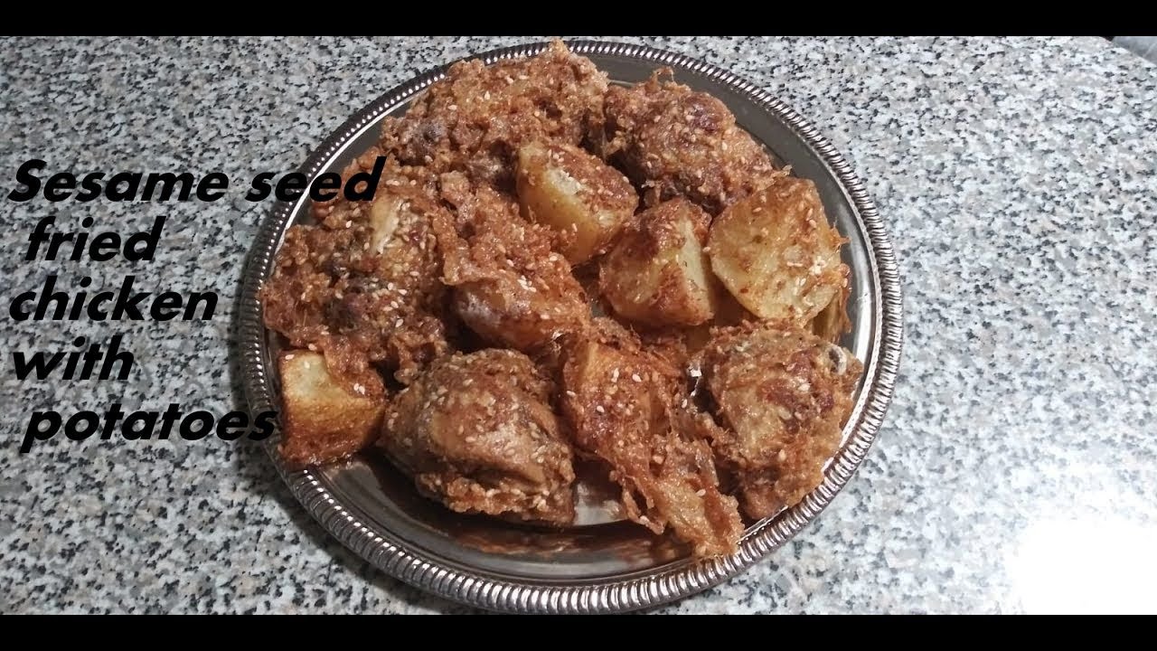 Sesame seed fried chicken with potatoes Cook with Amber YouTube