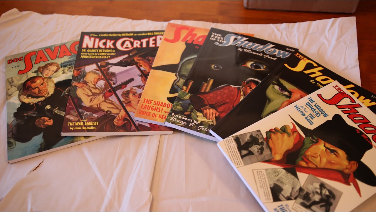 Unboxing pulp fiction re-prints: The Shadow, Doc Savage, Nick Carter | from Adventure House