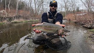 Catharine Creek April 16th 2025 | Fly Fishing Loaded Creek For Big Rainbow Trout!!