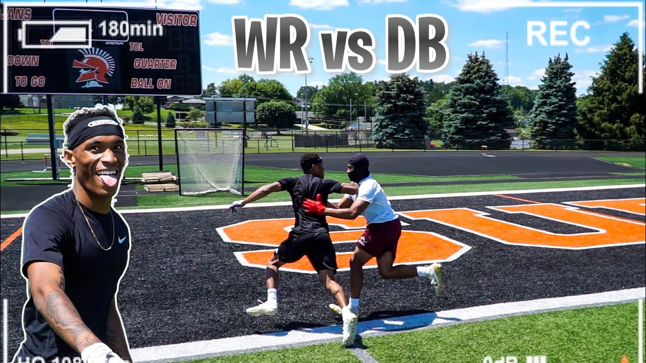 WR vs DB 1v1s Against college football players!!