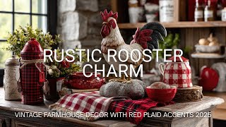 Rustic Rooster Charm | Vintage Farmhouse Decor with Red Plaid Accents 2025