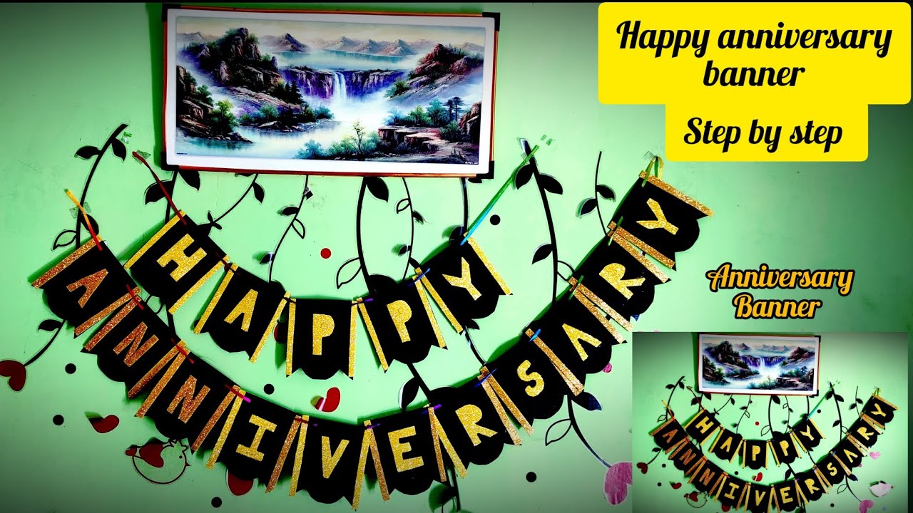 How to make happy anniversary banner with paper at home 🥰😍🥰|happy anniversary banner step by step 🥰
