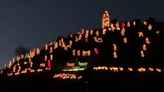 The world largest luminous nativity scene. Manarola - Cinque Terre, La Spezia, Italy.