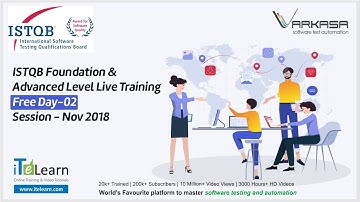 ISTQB Foundation & Advanced Level Live Training Free Day-02 Session - Nov 2018