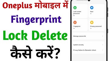 Oneplus Mobile Me Fingerprint Lock Delete Kaise Kare || How To Delete Fingerprint Lock In OnePlus