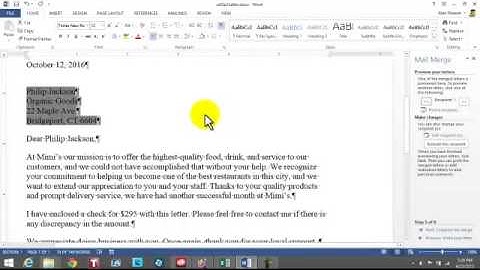 Word 2013 mail merge including zip codes