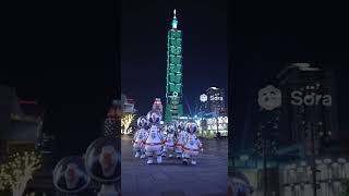 @rui8577.goose 都市鵝鵝太空糖果隊台北信義區的鵝鵝們穿上太空人 服裝，組成「糖果突擊隊」， #ai #halloween #sora2