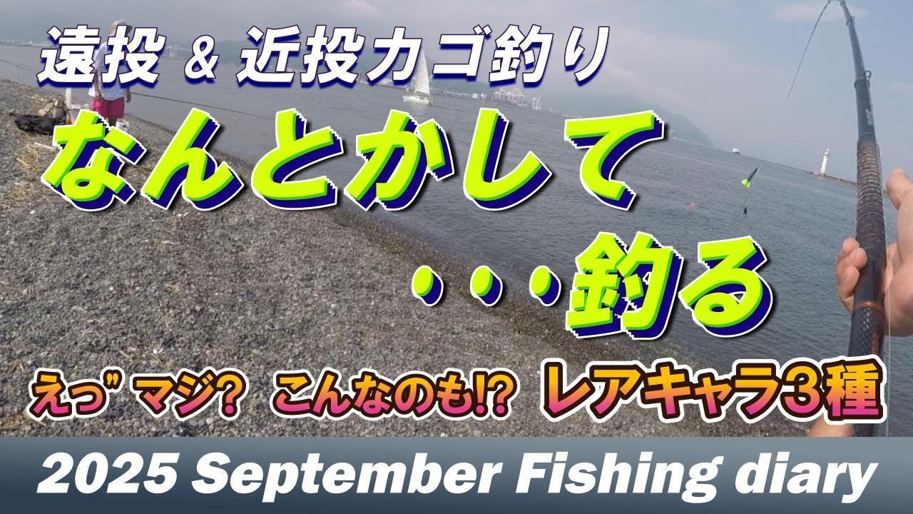 なんとかして釣る！　プチシマアジ釣れた^_^　レアキャラにも遭遇　【遠投&近投カゴ釣り】