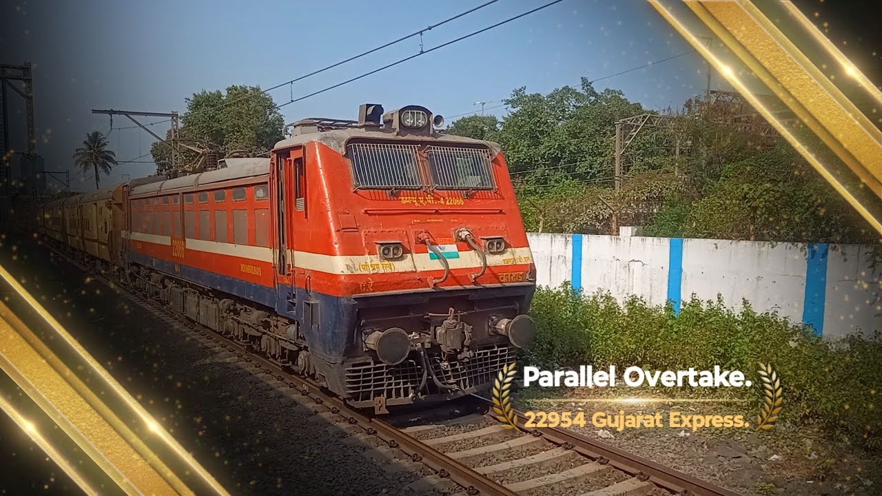 22954 Gujarat Express Overtaken by Churchgate Fast Local | Epic Train Chase!- Bharatiya Trainspotter