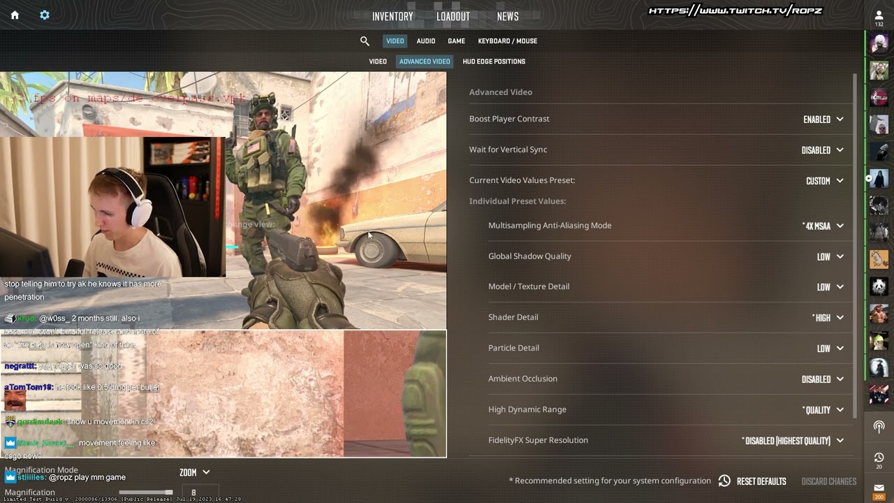 Ropz, just like any other CS2 player, tweaks his CS2 Settings to have the best in-server performance (credits: ropz)