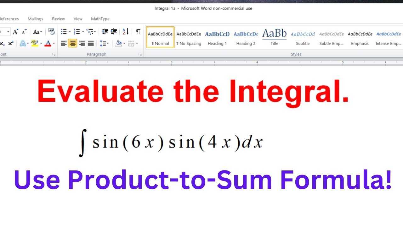 The Integral of sin(6x)sin(4x) - youtube