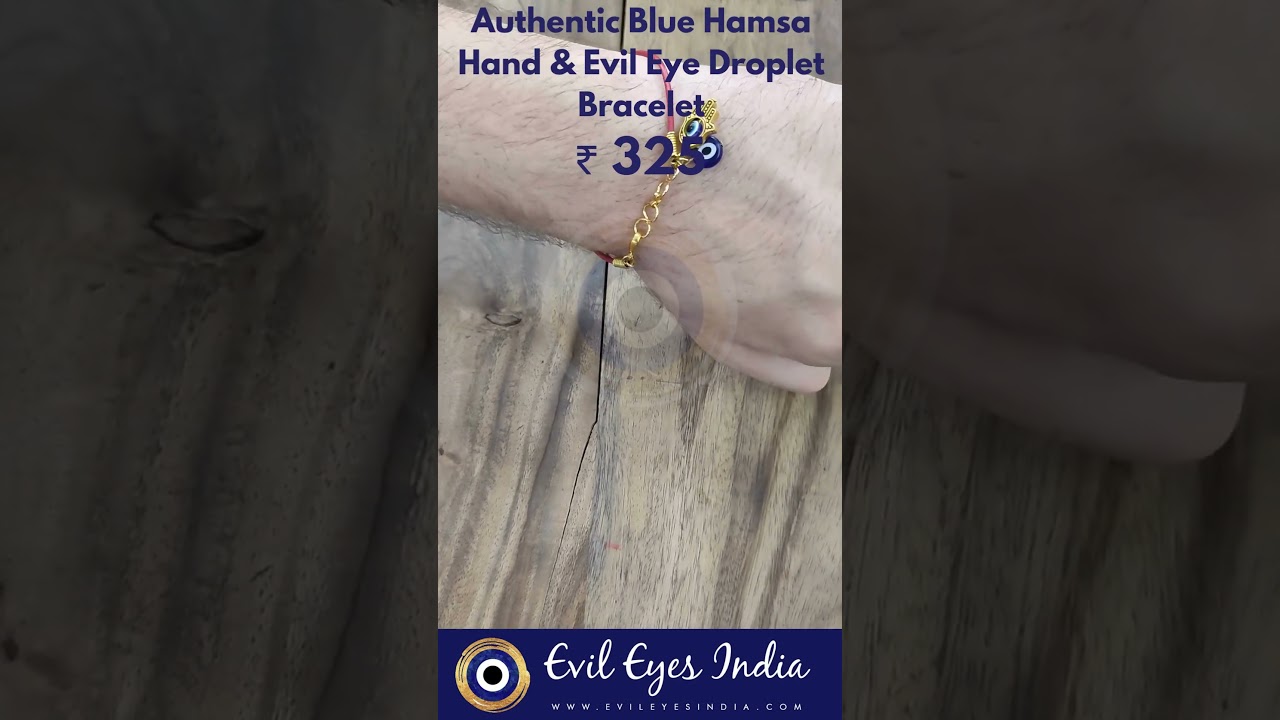 Authentic Blue Hamsa Hand & Evil Eye Droplet Bracelet