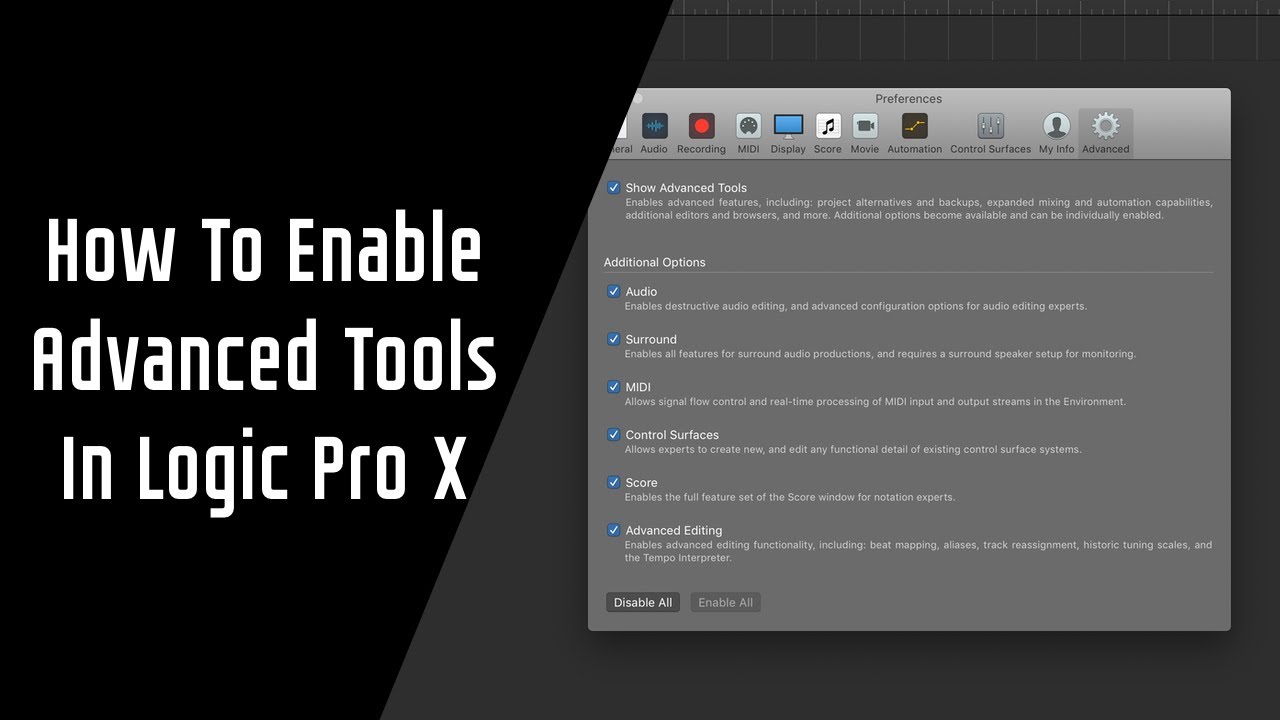How To Enable Advanced Tools In Logic Pro X YouTube