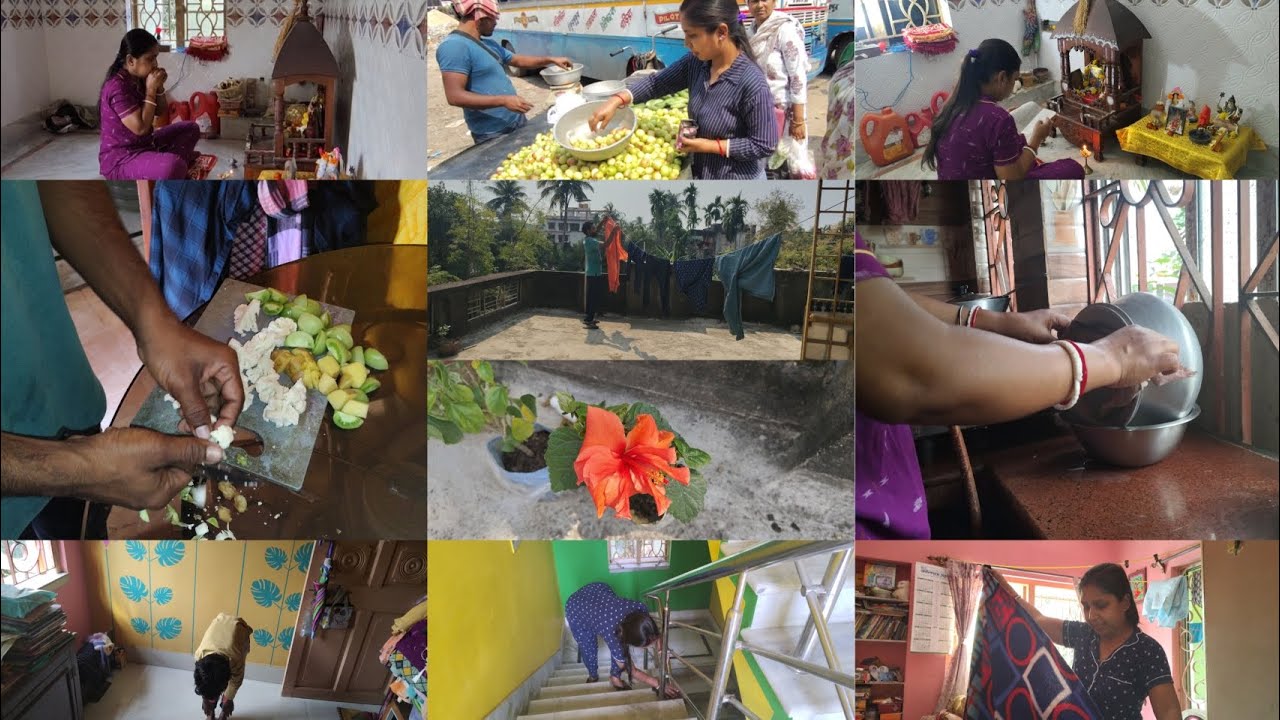 লক্ষীবারে 🙏সকাল 🌄থেকে সন্ধ্যা 🌆পর্যন্ত যেভাবে ঘরের🏡 কাজ🧹, পুজো🌺, রান্না 🍲করে কাটালাম