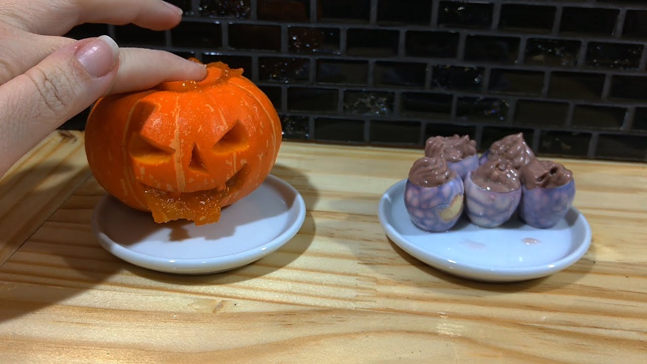 MINI FOOD | DOCE DE ABÓBORA | PUMPKIN HALLOWEEN CANDY | Mini Cozinha | Mini Kitchen | Mini Cooking