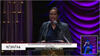Mayor Bowser Honors DC’s Creative Excellence at 39th Annual Mayor’s Arts Awards, 9/30/24