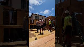 Setting and lifting a 700-pound Glulam Beam into place. Hoisting A Glulam Into Position