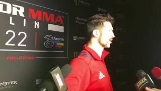 Will Fleury post fight scrum at Bellator Dublin
