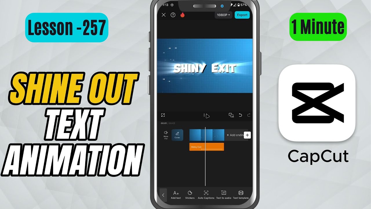 Как добавить анимацию «Shine Out» в текст в CapCut Mobile — Урок 257. Учебное пособие по CapCut.