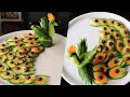 How to make yummy cucumber peacock  cucumber carving garnish