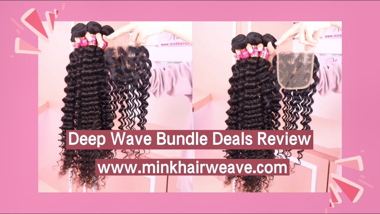 Brazilian Deep Wave Hair Bundle Deals With Closure Frontal | Virgin Human Hair | Minkhairweave.com