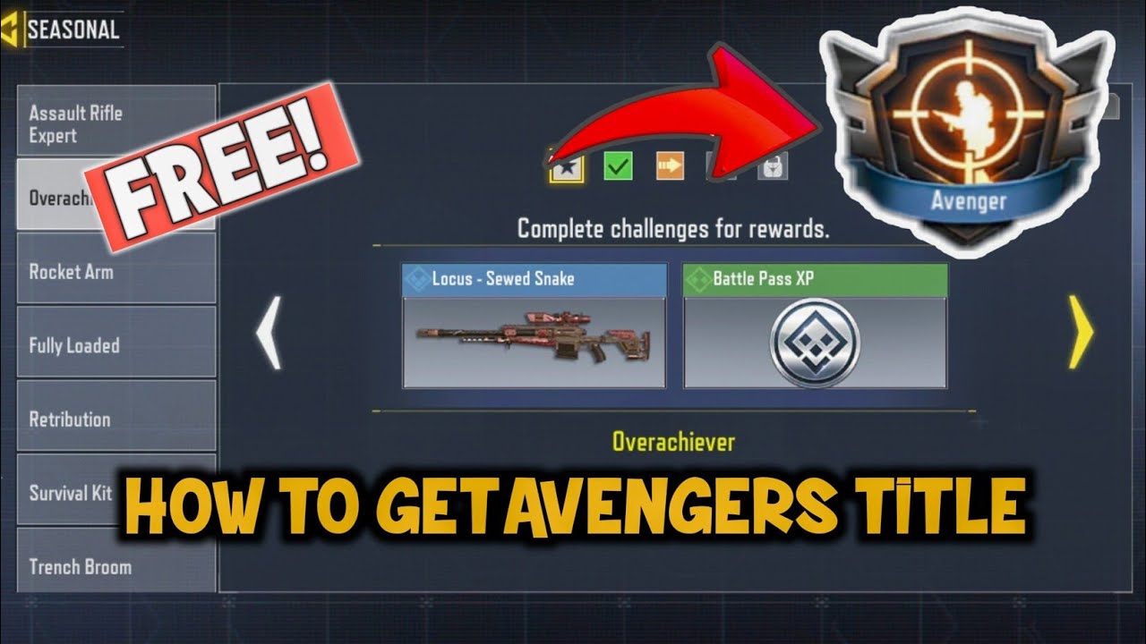 HOW TO GET AVENGER MEDAL | EASY TRICK | SEASONAL CHALLENGES | CODMOBILE | DMONG GAMING