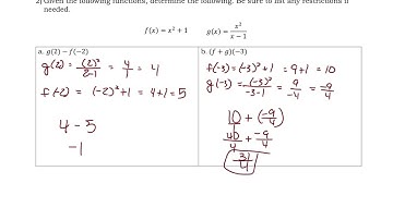 1b Operations and Compositions of Functions Notes Video