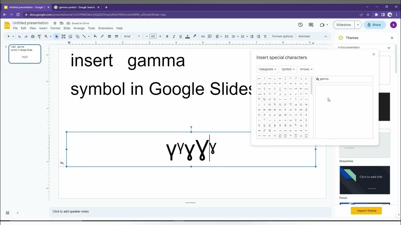 How to insert gamma symbol in Google Slides YouTube