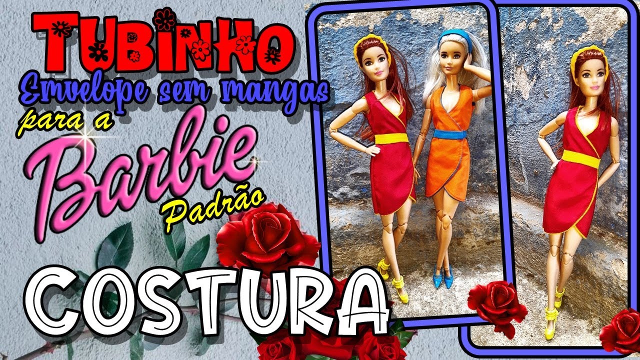 #COSTURANDO Costura do Tubinho Envelope sem mangas para a Barbie Padrão