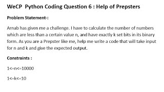 WeCP Python Coding Question 6 *Help For Prepsters* #wecp #coding #python #programming