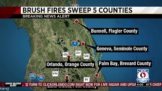 Brush fires sweep 5 central florida counties