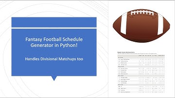 Fantasy Football Schedule Generator in Python!!! Handles Divisional Matchups