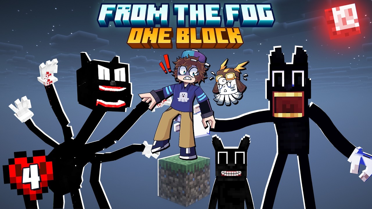 MINECRAFT ONE BLOCK FROM THE FOG TẬP 4 : Quái Vật Hoạt Hình Thật Đáng Sợ !!