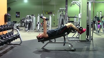 Dumbbell Decline Triceps Extension - HASfit Triceps Exercise Demonstration - Decline Extensions