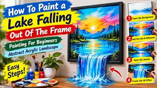 How To Paint a Lake Falling Out Of The Frame｜Painting For Beginners | Abstract Acrylic Landscape screenshot 5