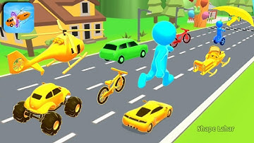 Shape Shifting game challenge all levels gameplay 🏎️🚁🚲 || hyper casual games || level 1001