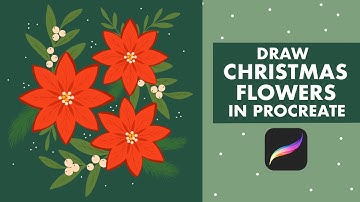 Christmas Flowers Anyone Can Draw - Step By Step Procreate Beginner Tutorial - Winter Holiday Art❄️