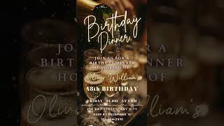 Animated Birthday Dinner Video Invitation | Editable Canva Template